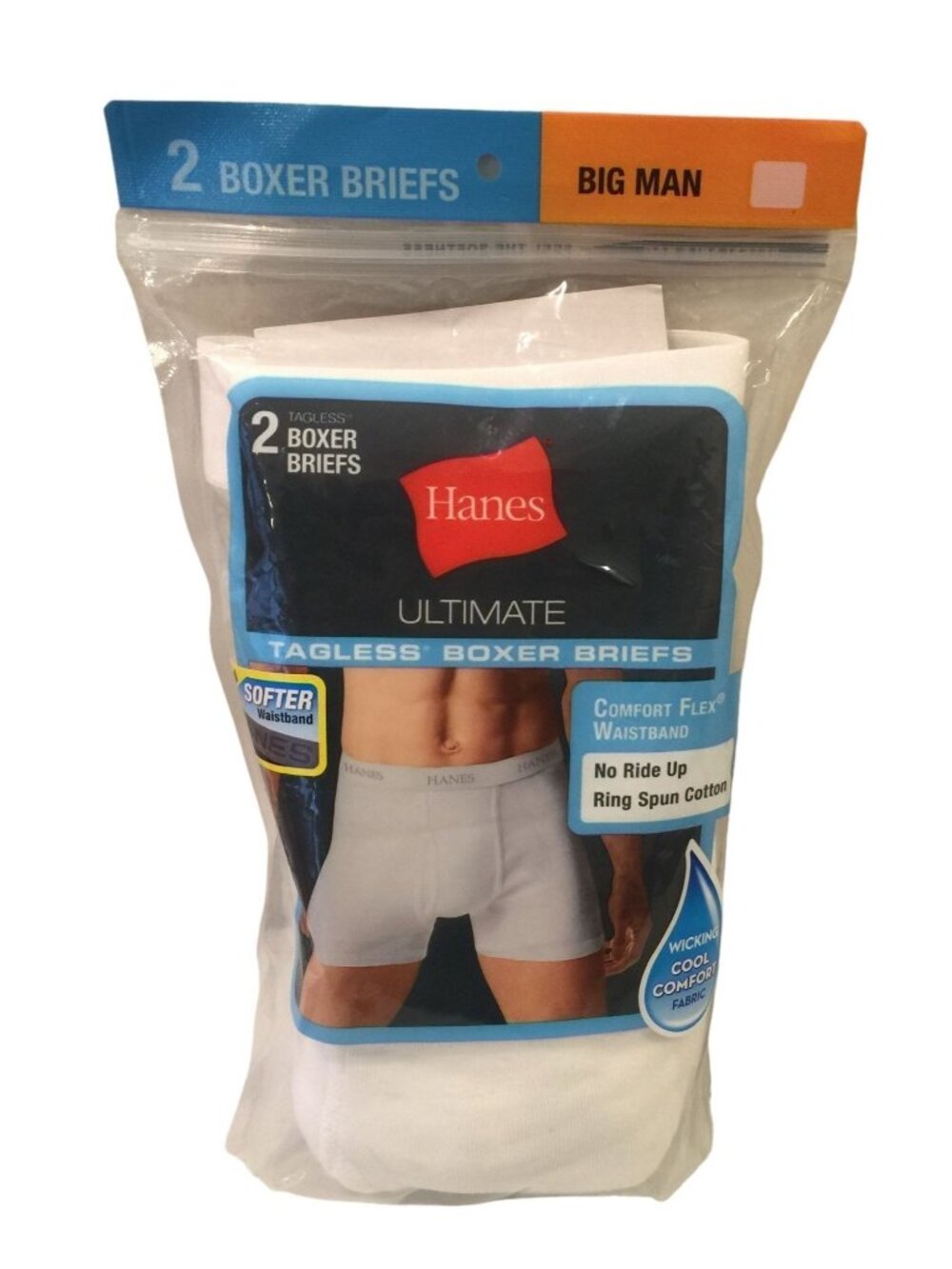 Hanes Men's 3XL Tagless Boxers Briefs 2 Pairs White